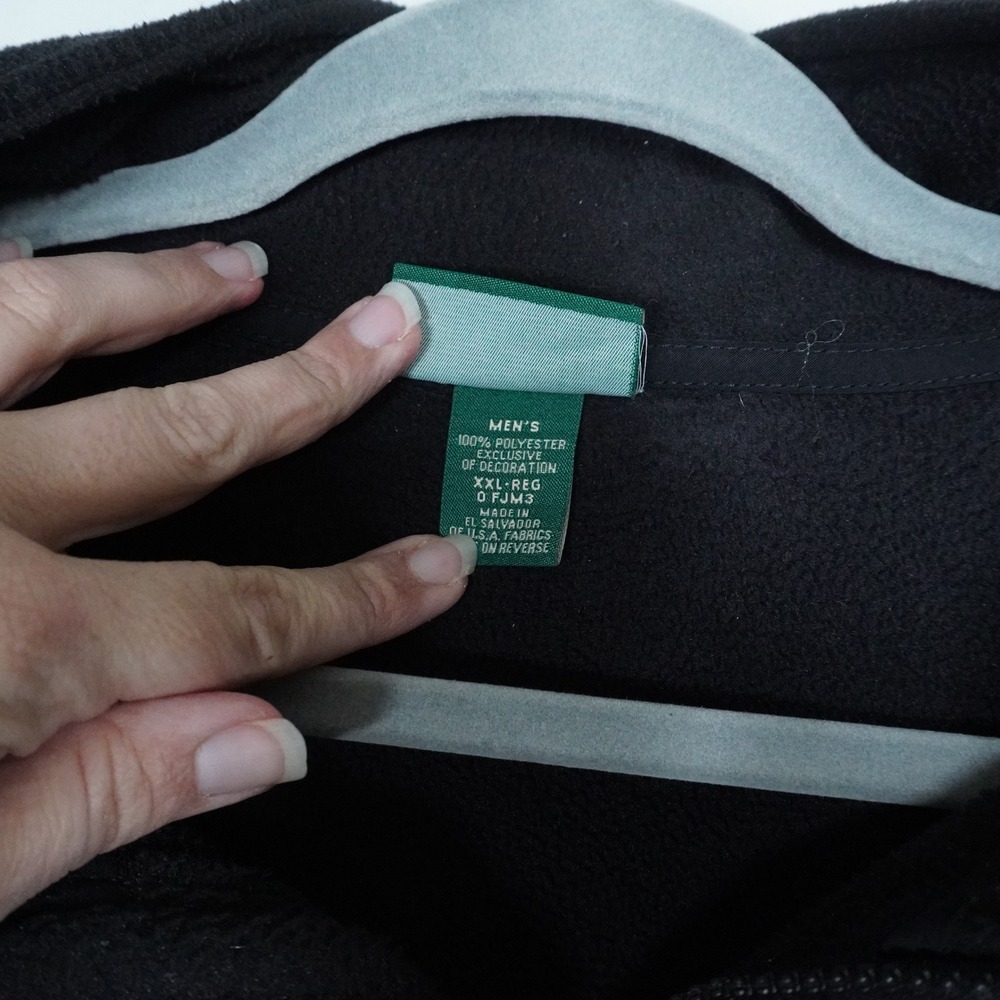 LL‎ Bean Mens XXL Black Full Zip Fleece Jacket Mock Neck 3 Pocket 0FJM3 Hiking - Picture 5 of 8